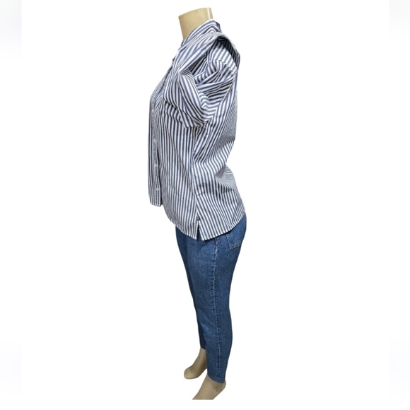 Ralph Lauren Polo Jeans Co. Women Striped Collar Long Sleeve Button Up Shirt M - Picture 6 of 16